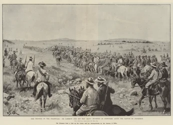 Die Unruhen im Transvaal, Dr. Jameson und seine Männer werden nach der Schlacht von Doornkop als Gefangene eskortiert